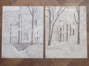 Dirk Arnoldus Tavenraat - Twee Boslandschappen - Inkttekeningen kopen? Bied vanaf 1!