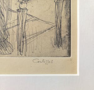 Armand Rassenforse - Coulisses, ets (zeer mooi ingelijst) kopen? Bied vanaf 250!