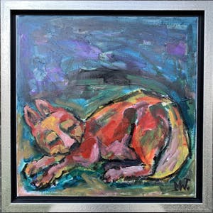 Martin van Wordragen - Olieverf op doek - Slapend vosje (60x60) kopen? Bied vanaf 350!