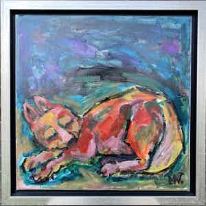 Martin van Wordragen - Olieverf op doek - Slapend vosje (60x60) verkocht voor € 350!