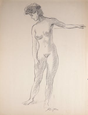 Jan Sluijters (jr.) - Krijttekening, Leunend naakt kopen? Bied vanaf 1!