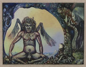 Victor Linford - Olieverf op paneel, Devil kopen? Bied vanaf 1!