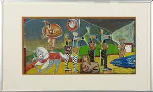 Salome Franken - Metaalverf op zinkplaat, Opname binnen - Ingelijst verkocht voor € 1!