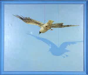 Frank Premsela - Olieverf op doek, Meeuw aan draad - Ingelijst (Zeer Groot) verkocht voor € 100!