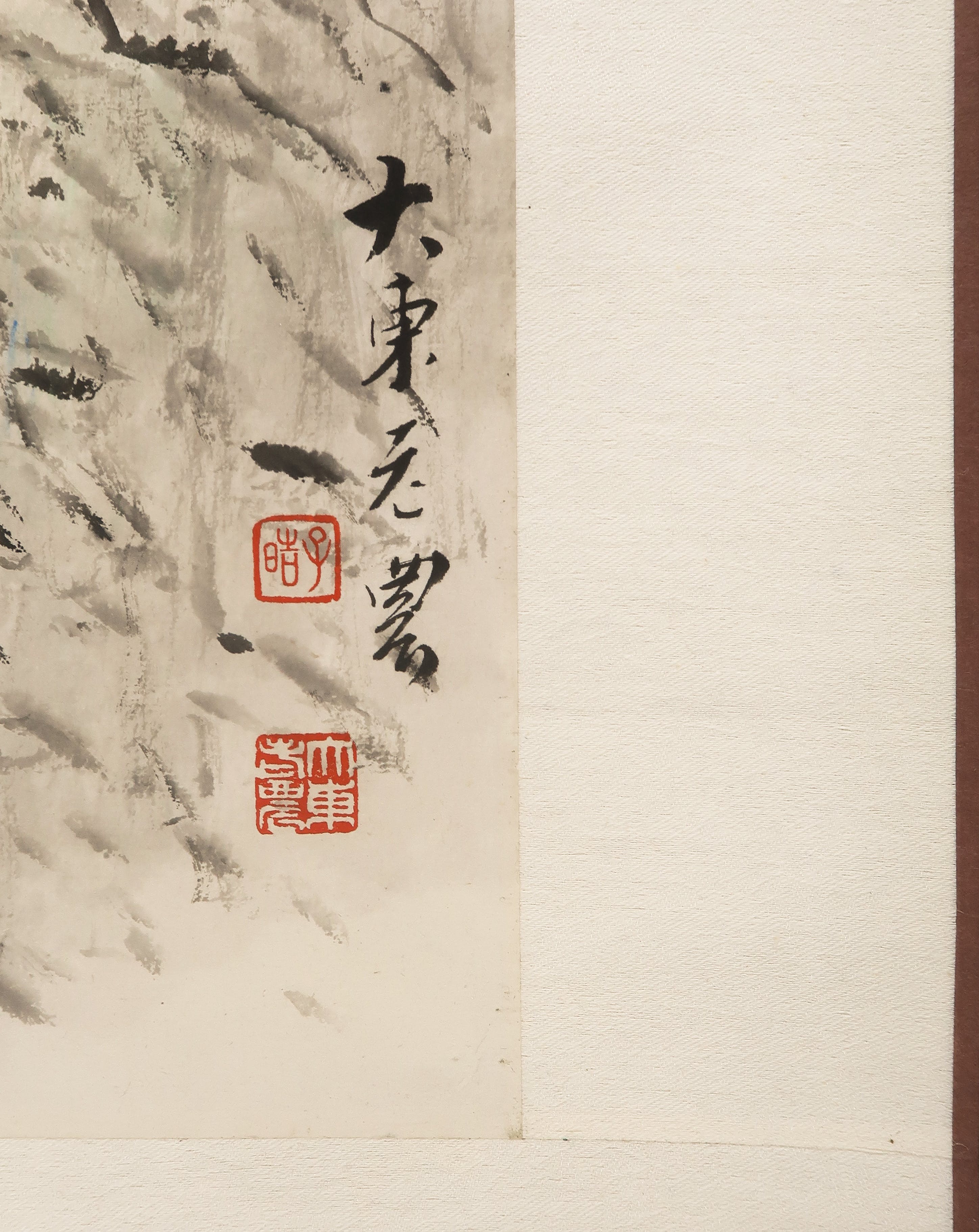 Niet of onleesbaar gesigneerd - Penseeltekening op zijdepapier, Rolschildering met Chinees landschap kopen? Bied vanaf 1!