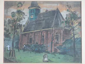 Joop Kropff - Kerkje Schoorl - Gemengde techniek kopen? Bied vanaf 200!