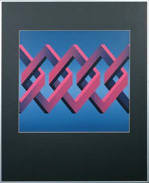 Hans Klaui - Zeefdruk, Schakels - Ingelijst verkocht voor € 35!