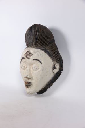 Punu - Hout, Wit feestmasker kopen? Bied vanaf 1!