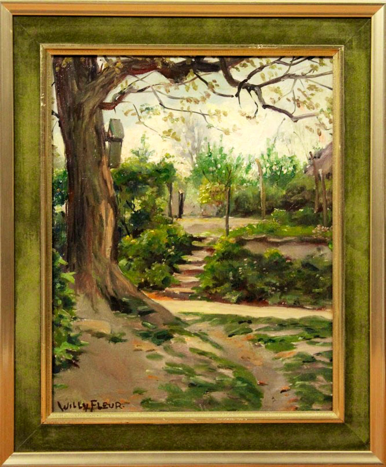 Willy Fleur - "Landschapstuin" - Olieverf op doek verkocht voor € 90!