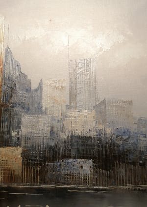 Niet of onleesbaar gesigneerd - James Belton Bonsall: Olieverf op doek, Skyline - Ingelijst kopen? Bied vanaf 1!