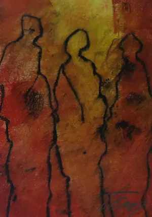 Ton Verstraten - Wandobject monotype en bronzen beeld, Beeld in schilderij en schilderij in beeld kopen? Bied vanaf 100!