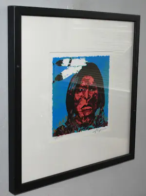 Espen Hagen - Indiaan - mooi ingelijste zeefdruk kopen? Bied vanaf 70!