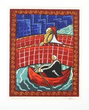 Jacques Tange - Zeefdruk.Titel," Under The Bridge". Handgesigneerd kopen? Bied vanaf 60!