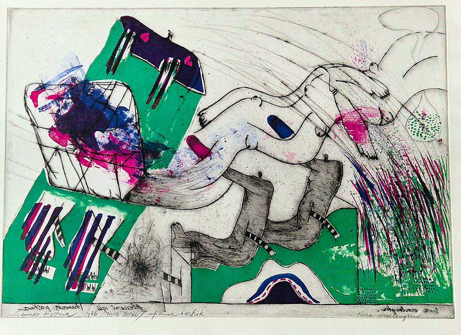 Hannes Postma - "Hors series" handgekleurde Ets -1966 - E.A. exemplaar "twee armlengten" kopen? Bied vanaf 59!