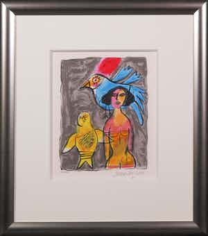 Corneille - Zeefdruk, La Chouette - Ingelijst verkocht voor € 100!