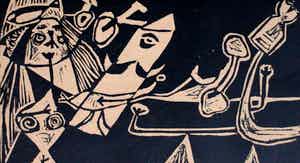 Corneille - zeer zeldzame linogravure: La belle d'une Journée - 1949 verkocht voor € 750!