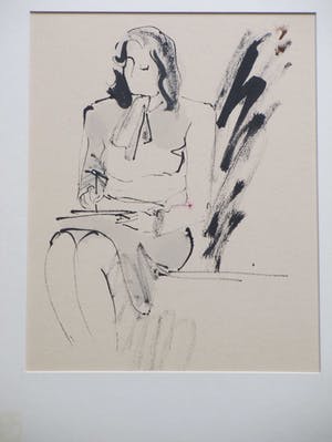 Lili Pieter van Leer - Vrouw in de Tekenklas - Penseel/inkttekening kopen? Bied vanaf 1!