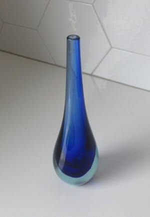 Flavio Poli - Seguso Vetri d'Arte - Blauwe Sommerso Druppelvaas kopen? Bied vanaf 10!