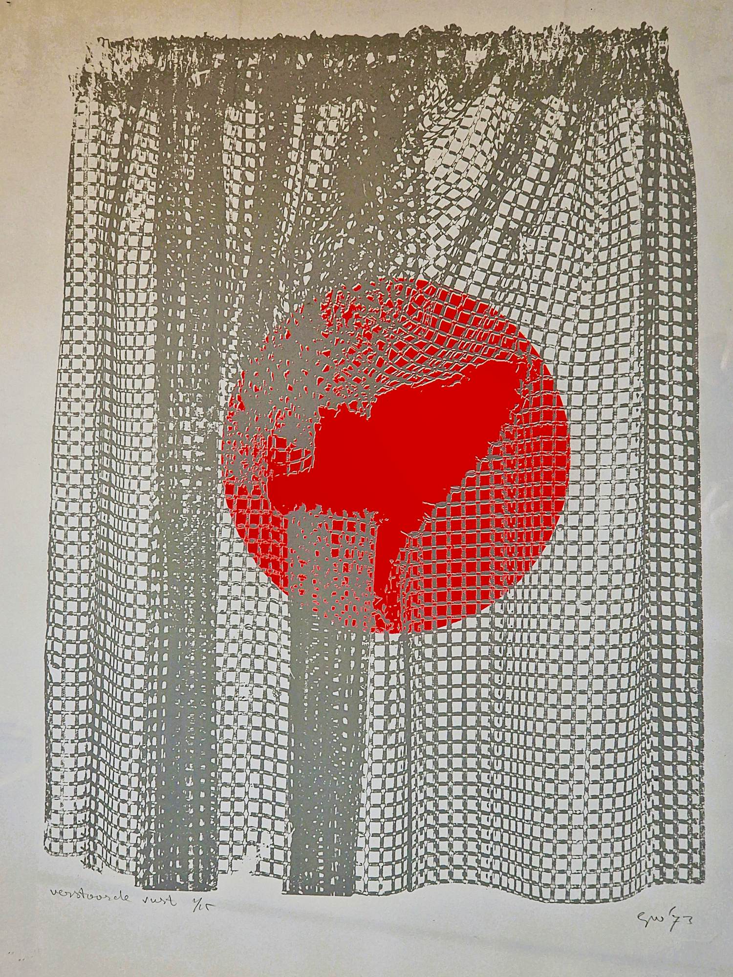 Gijs Winkelman - 1973 - in zeer kleine oplage (1/15) gemaakte zeefdruk "verstoorde rust" kopen? Bied vanaf 50!