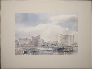 Hen Euverman - Aquarel, Stadsgezicht kopen? Bied vanaf 1!