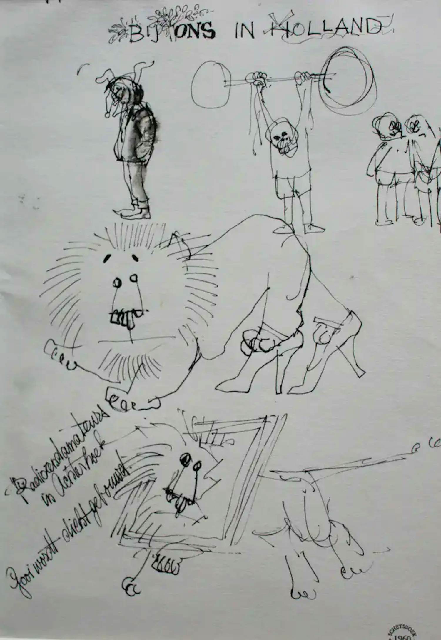 Peter Vos - Pentekening: Bij ons in Holland - 1960 kopen? Bied vanaf 195!