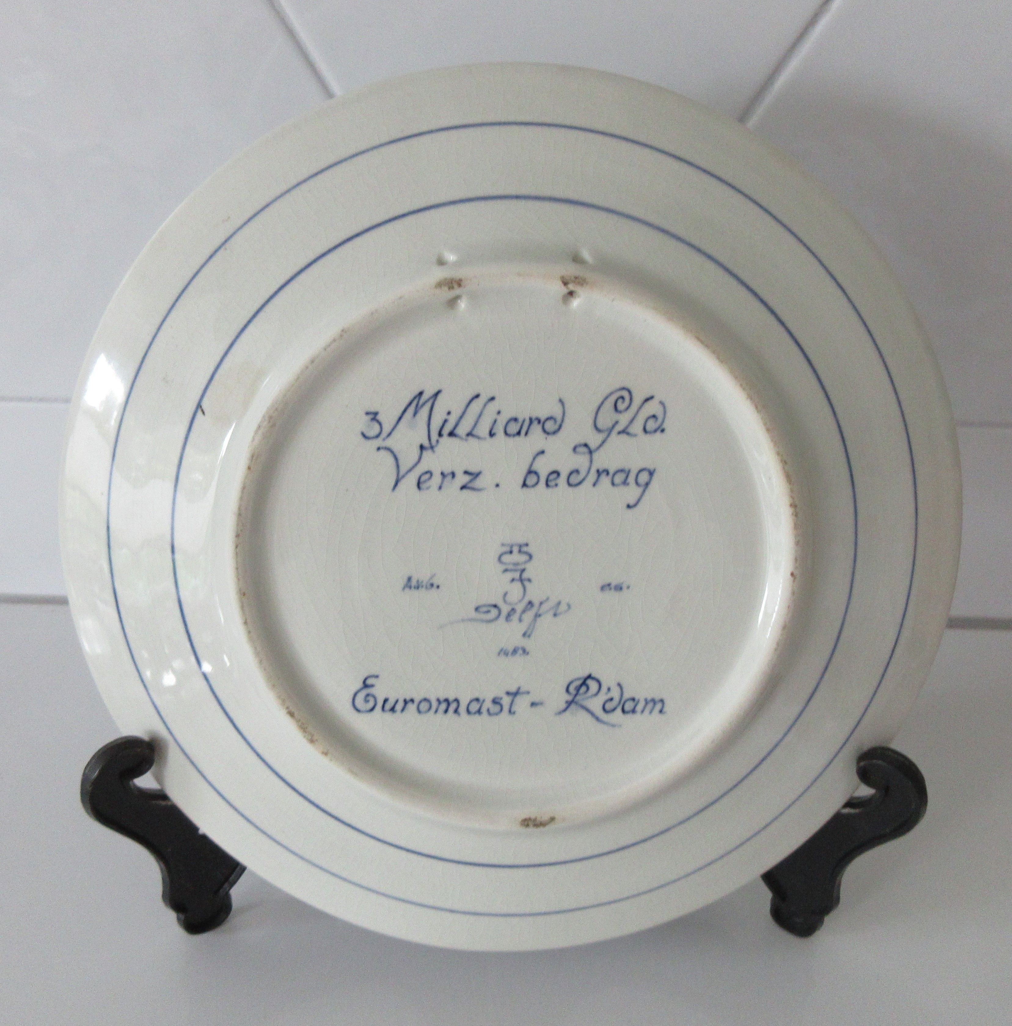 Porceleyne Fles (Royal Delft) - Wandbord RVS De Euromast uit 1963 kopen? Bied vanaf 1!