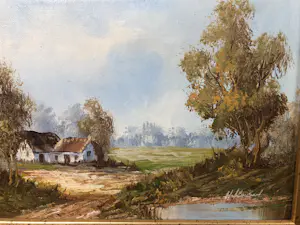 Buy Henner Knauf - (1901-1976) Olieverfschilderij Landschap? Bid from 65!