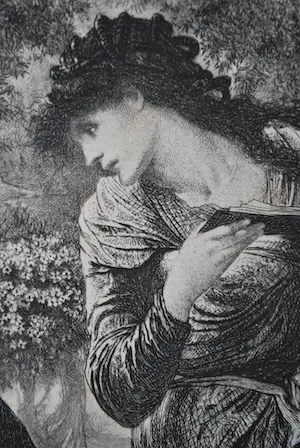 Adolphe Lalauze - De verleiding van Merlijn - 1877 - ets naar Edward Burne-Jones (Pre-Rafaëlieten) kopen? Bied vanaf 75!