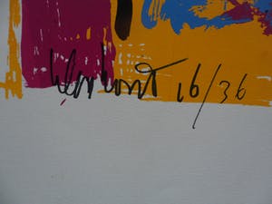 Peter Klashorst - Zeefdruk, titel. 'De verbaasde koe kopen? Bied vanaf 35!