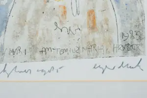 Anton Heyboer - Ingelijste kleuren ets: 'Le saint coeur de Maria'. kopen? Bied vanaf 200!