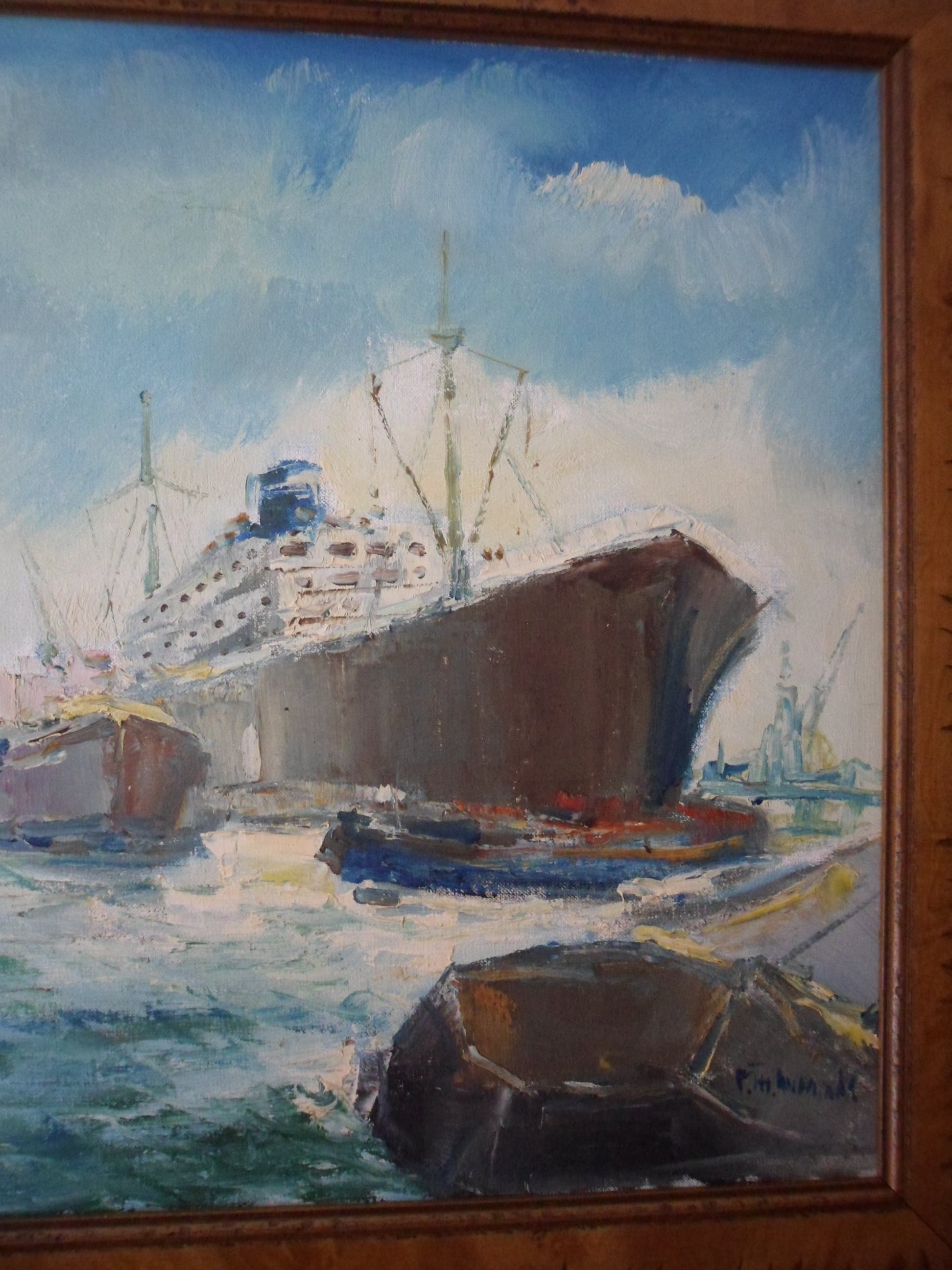 Bob Immink - Petrus Theodorus (Bob) Immink (1930-1989), olieverf op doek. Havengezicht kopen? Bied vanaf 200!