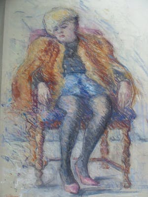 Wim van Bemmel - Pasteltekening. Dame in een stoel. kopen? Bied vanaf 35!