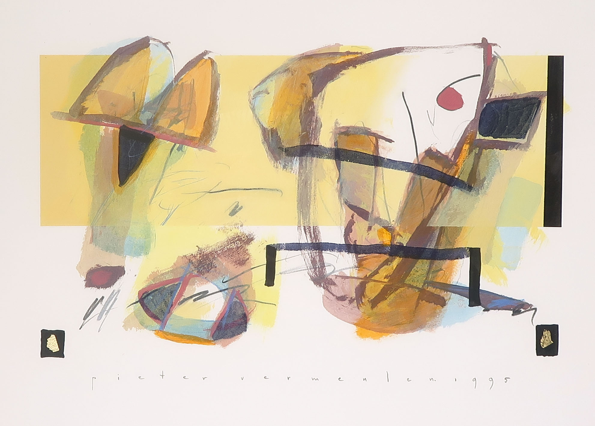 Pieter Vermeulen - Gouache op papier, Zonder titel - Ingelijst kopen? Bied vanaf 1!