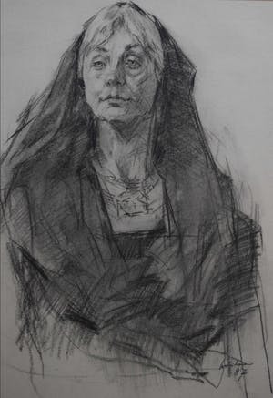 Joop Liesker - Dame met hoofddoek kopen? Bied vanaf 80!