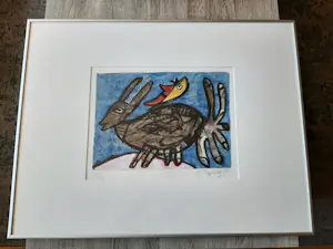 Corneille - Zeefdruk: Konijn op muziekpapier - 1990, kopen? Bied vanaf 225!