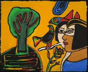 Corneille - Carborundum (handgekleurd) op geschept papier, Oiseau messager kopen? Bied vanaf 500!