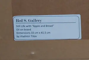 Vladimir Titov - Stilleven met appel en brood - olieverfschilderij uit 2001 kopen? Bied vanaf 175!