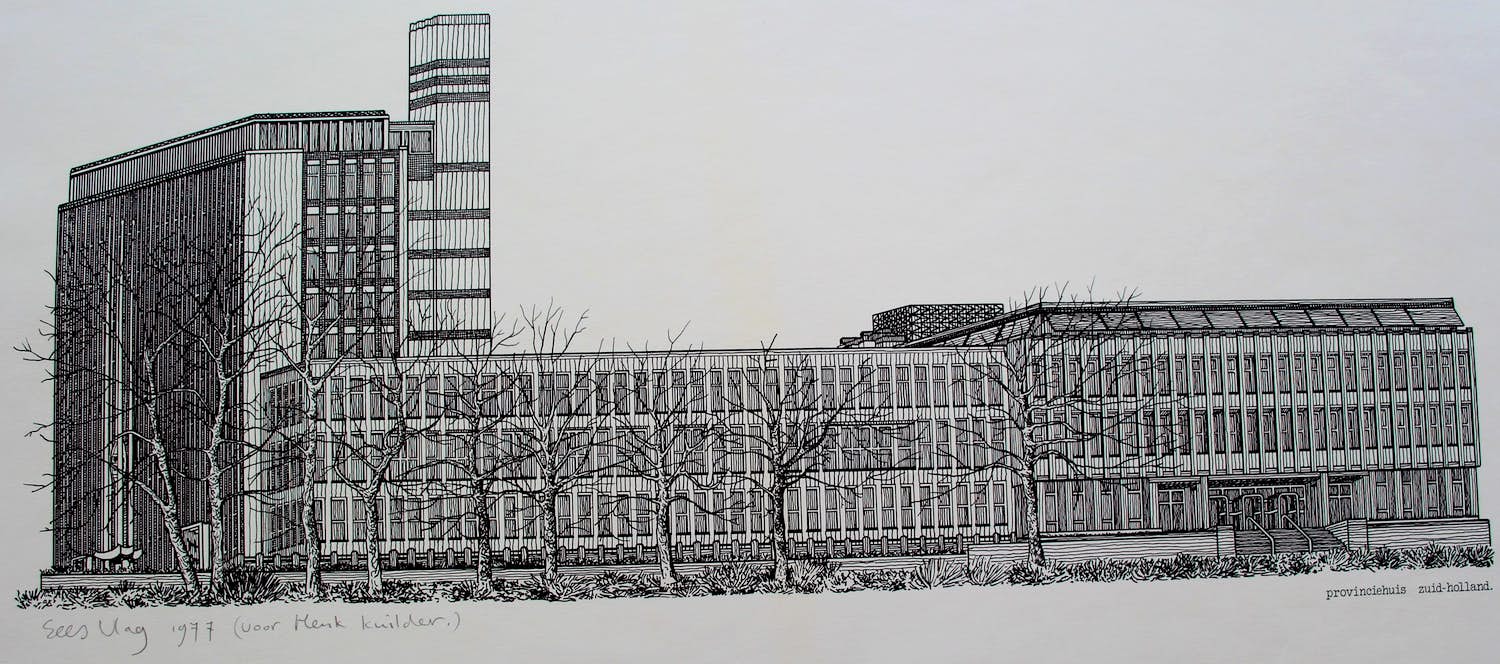 Sees Vlag - Zeefdruk: Provinciehuis Zuid Holland - 1977 verkocht voor € 75!