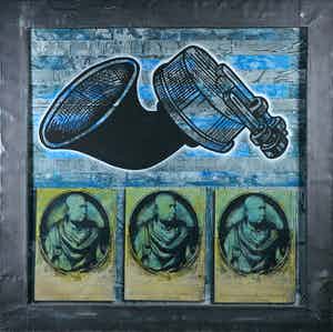 Jan Bollaert - Gemengde techniek op board, Hoorn (Zeer Groot) verkocht voor € 1!