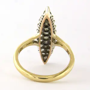 14k geel goud met zilver ring bezet met roos diamanten tot. 0.30ct – G/H – SI kopen? Bied vanaf 510!