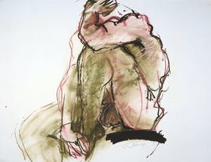 Franscz Witte - Acryl en krijt op papier, Figuur kopen? Bied vanaf 1!