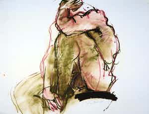 Franscz Witte - Acryl en krijt op papier, Figuur verkocht voor € 1!