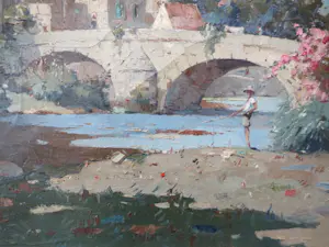 Evert-Jan Ligtelijn - Noord-Spanje Visser onder Romeinse Brug (Cangas de Onis) kopen? Bied vanaf 400!