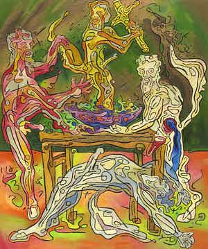 Ernie & Bidet - Olieverf op doek, Dionysus 2 (Zeer Groot) verkocht voor € 200!