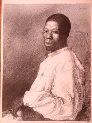 Aat Veldhoen - Zittende donkere man - Rotaprint verkocht voor € 65!