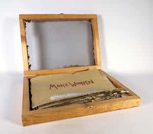 Liesbeth van Litsenburg - Inkt en gouache op handgeschept papier, Mooie Woorden verkocht voor € 35!