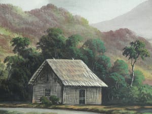 Niet of onleesbaar gesigneerd - Grote ingelijste gouache , Indisch landschap – ca. 1950 – 54 x 87 cm. kopen? Bied vanaf 1!