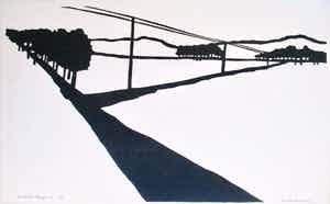 Flip van der Burgt - Houtsnede "De Voert Bergen NH" verkocht voor € 35!