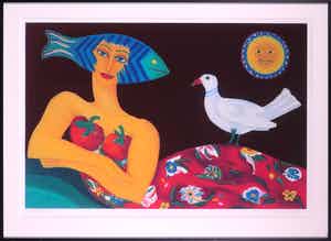 Cecile de Bruijn - Zeefdruk, La Robe de Poésie - Ingelijst verkocht voor € 20!