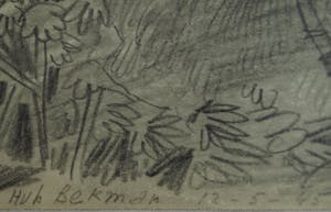 Hubert Bekman - Ingelijste tekening, Schapen - ingelijst – 1945 kopen? Bied vanaf 25!